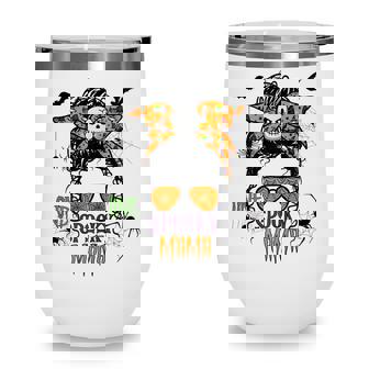 Womens Halloween Messy Bun One Spooky Mama Wine Tumbler - Seseable