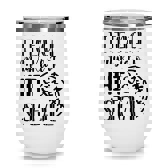 Womens I Teach My Kid To Hit And Steal Baseball Softball Mom Wine Tumbler - Thegiftio UK