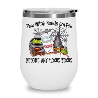 Womens This Witch Needs Coffee Before Any Hocus Pocus Halloween Wine Tumbler - Thegiftio UK