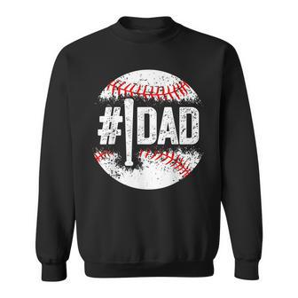 1 Dad Baseball Number One Daddy Son Baseball Fathers Day Men Women Sweatshirt Graphic Print Unisex - Thegiftio UK