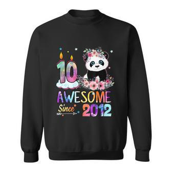 10 Years Old Awesome Since 2012 10Th Birthday Panda Unicorn Sweatshirt - Monsterry