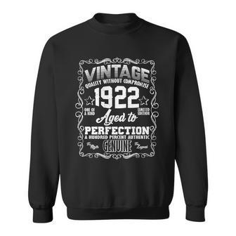 100Th Birthday Vintage 1922 Aged To Perfection Genuine Sweatshirt - Monsterry CA