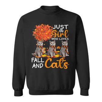 Just A Girl Who Loves Fall And Cats Thanksgiving Farmer Cat Sweatshirt