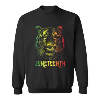 Tiger Juneteenth Cool Black History African American Flag Graphic Design Printed Casual Daily Basic Sweatshirt