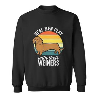Dog Real Play With Their Weiners Dachshund Weiner Graphic Design Printed Casual Daily Basic Sweatshirt