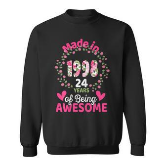 24 Years Old 24Th Birthday Born In 1998 Women Girls Floral Sweatshirt - Seseable