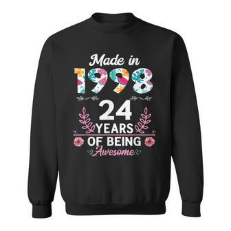 24 Years Old Gifts 24Th Birthday Born In 1998 Women Girls V2 Sweatshirt - Seseable