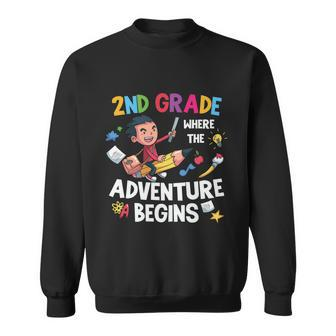 2Nd Grade Where The Adventure Back To School First Day Of School Sweatshirt - Monsterry DE