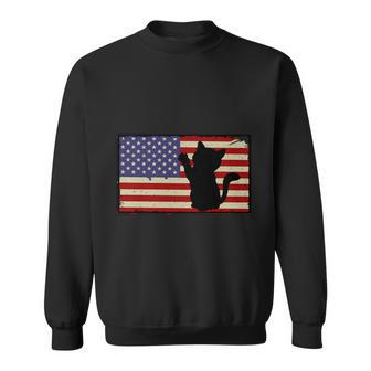 4Th Of July Cat American Flag Cute Plus Size Graphic Shirt For Men Women Family Sweatshirt - Monsterry UK