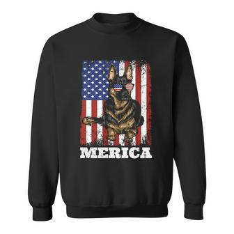 4Th Of July German Shepherd Dog American Flag Merica Cute Gift Sweatshirt - Monsterry