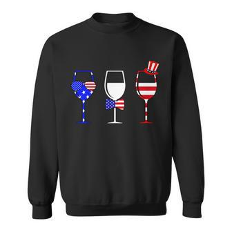 4Th Of July Red White Blue Wine Usa Glasses Sweatshirt - Monsterry