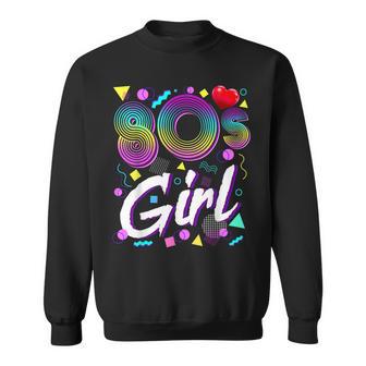 80S Girl Birthday Party Costume Retro Vintage Gift Women V2 Sweatshirt - Seseable