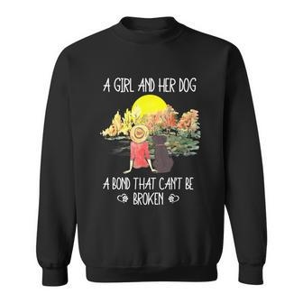 A Girl And Her Dog A Bond That Cant Be Broken Cute Graphic Design Printed Casual Daily Basic Sweatshirt - Thegiftio UK