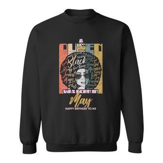 A Queen Was Born In May Graphic Design Printed Casual Daily Basic Sweatshirt - Thegiftio UK
