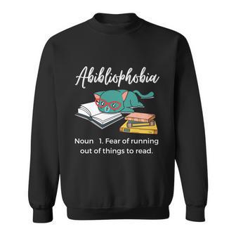 Abibliophobia Book Lover Cat Reading Funny Gift Sweatshirt - Monsterry UK