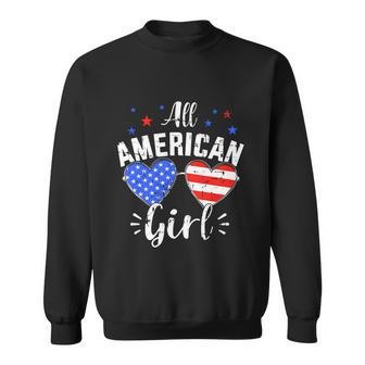All American 4Th Of July Girl With Sunglasses And Us Flag Sweatshirt - Monsterry AU