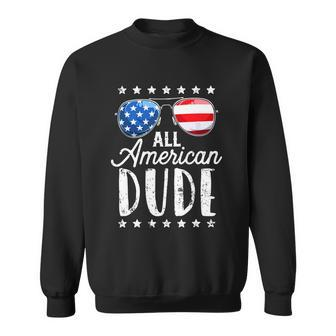 All American Dude 4Th Of July Boys Kids Sunglasses Family Sweatshirt - Monsterry