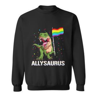 Allysaurus Dinosaur In Rainbow Flag For Ally Lgbt Pride Sweatshirt - Monsterry