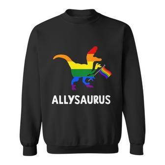 Allysaurus Trans Ally T Rex Dinosaur Gay Pride Parade Lgbt Graphic Design Printed Casual Daily Basic Sweatshirt - Thegiftio UK