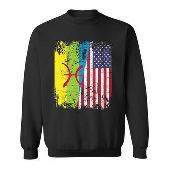 Amazigh Roots Half American Flag Proud Of Kabyle Flag Sweatshirt | Mazezy
