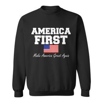 America First Make America Great Again Donald Trump Usa Flag Sweatshirt - Thegiftio UK