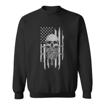 American Bearded Skull And Crossbones Flag Graphic Design Printed Casual Daily Basic Sweatshirt - Thegiftio UK
