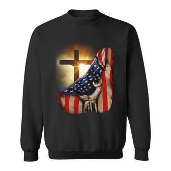 American Christian Cross Patriotic Flag Sweatshirt - Monsterry AU