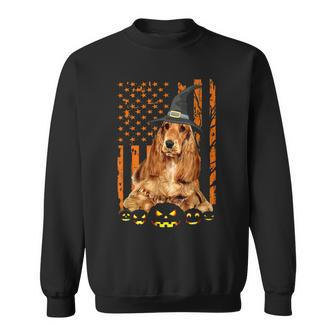 American Cocker Spaniel Dog Pumpkin American Flag Halloween Men Women Sweatshirt Graphic Print Unisex - Thegiftio UK
