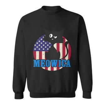 American Flag Meowica 4Th Of July Cat Sweatshirt - Monsterry UK