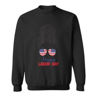 American Happy Labor Day Messy Bun Hair Shirt Graphic Design Printed Casual Daily Basic Sweatshirt - Thegiftio UK