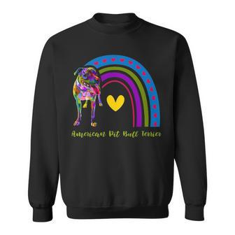 American Pit Bull Terrier Dog Lovers Rainbow For Dad Mom Sweatshirt - Thegiftio UK