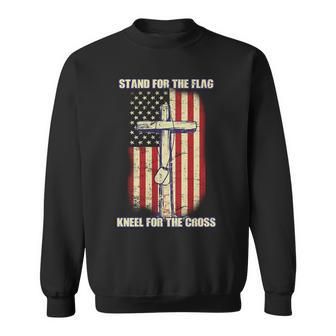Americans Stand For The Flag Kneel For The Cross Graphic Design Printed Casual Daily Basic Sweatshirt - Thegiftio UK