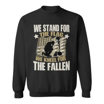 Americans We Stand For The Flag Kneel For The Fallen Graphic Design Printed Casual Daily Basic Sweatshirt - Thegiftio UK