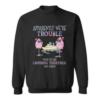 Apparently Were Trouble When We Are Cruising Together Funny Flamingo Sweatshirt - Thegiftio UK
