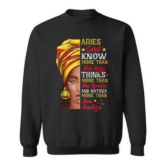 Aries Girl Queen Melanin Afro Queen Black Zodiac Birthday Sweatshirt - Seseable