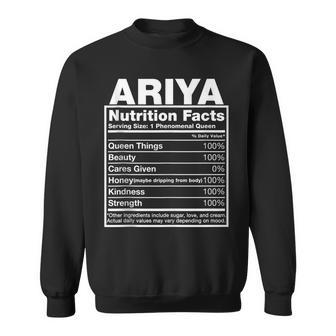 Ariya Nutrition Facts Ariya Name Birthday Sweatshirt - Thegiftio UK