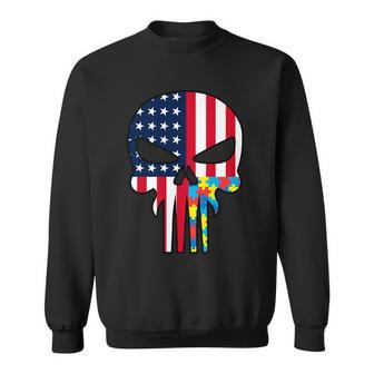 Autism Awareness American Skull Tshirt Sweatshirt - Monsterry AU