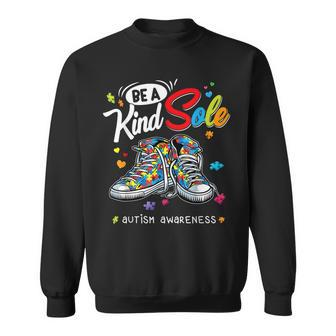 Autism Awareness Be A Kind Sole Puzzle Shoes Be Kind Gifts Men Women Sweatshirt Graphic Print Unisex - Thegiftio UK