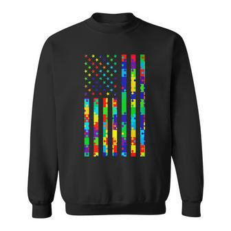 Autism Awareness Colorful Puzzle Flag Sweatshirt - Monsterry