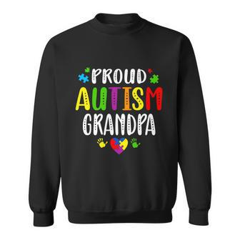 Autism Awareness Proud Autism Grandpa Hand Heart Puzzle Men Tshirt Sweatshirt - Monsterry