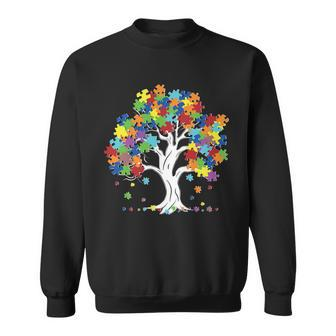Autism Awareness Puzzle Piece Tree Sweatshirt - Monsterry