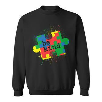 Autism Be Kind Puzzle Piece Splatter Sweatshirt - Monsterry AU