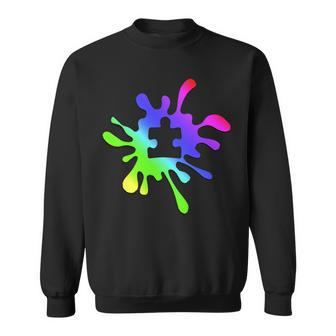 Autism Rainbow Puzzle Splatter Tshirt Sweatshirt - Monsterry