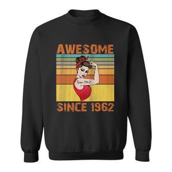 Awesome Since 1962 60Th Birthday Messy Bun Sweatshirt - Monsterry