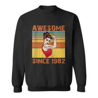 Awesome Since 1982 40Th Birthday Messy Bun Sweatshirt - Monsterry