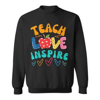 Back To School Teach Love Inspire Retro Teachers Sweatshirt - Thegiftio UK
