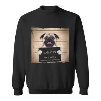 Bad Dog Funny Pug Prison Mug Shot Sweatshirt - Monsterry AU