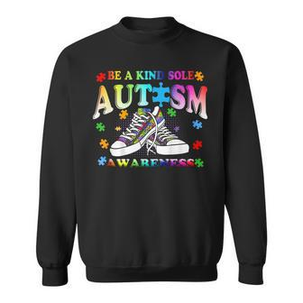 Be A Kind Sole Autism Awareness Puzzle Shoes Be Kind Gifts Men Women Sweatshirt Graphic Print Unisex - Thegiftio UK