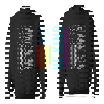 Be Kind Lgbt Gay Pride American Flag Pride Month Sweatshirt - Thegiftio UK