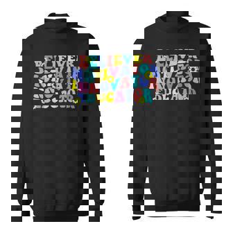 Believer Motivator Innovator Educator Retro Teacher Gifts V2 Sweatshirt - Thegiftio